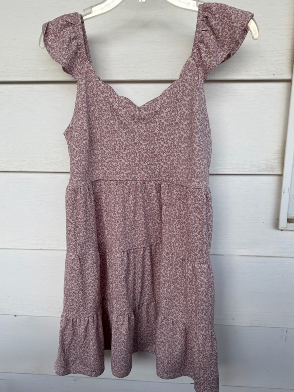 Monteau Los Angeles Scalloped Floral Tiered Mini Dress - Size Medium